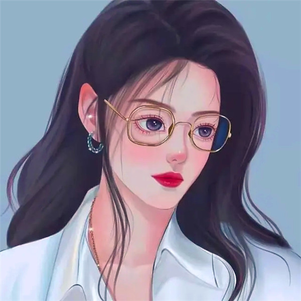 手绘戴眼镜卡通头像女生温柔动漫图片