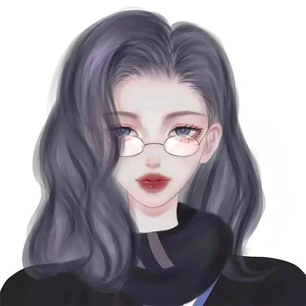 手绘戴眼镜卡通头像女生温柔动漫图片