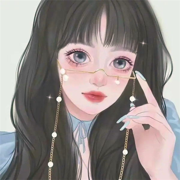 手绘戴眼镜卡通头像女生温柔动漫图片