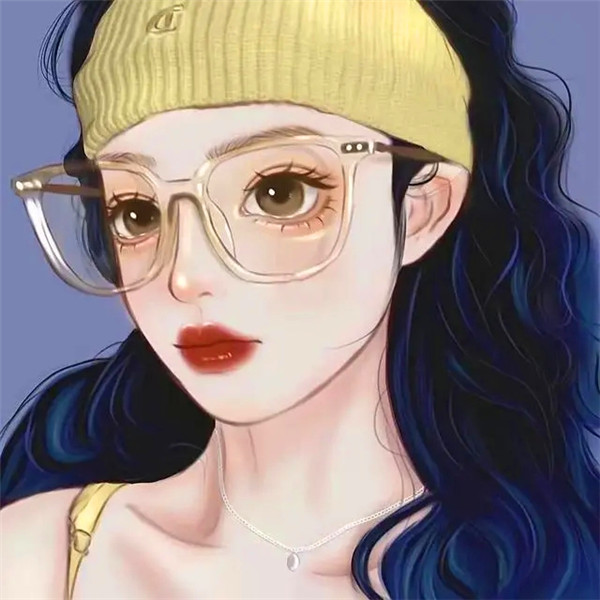 手绘戴眼镜卡通头像女生温柔动漫图片