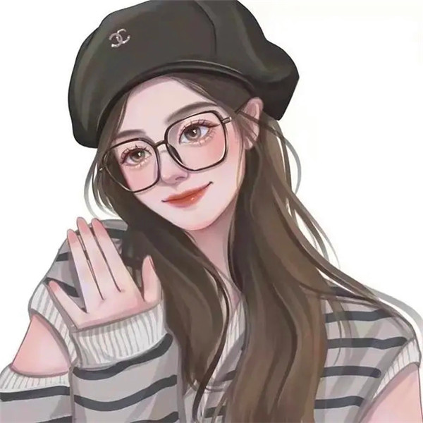 手绘戴眼镜卡通头像女生温柔动漫图片