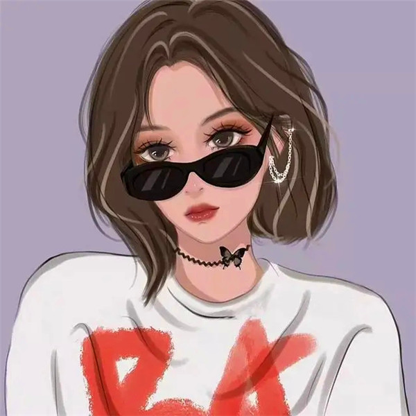 手绘戴眼镜卡通头像女生温柔动漫图片