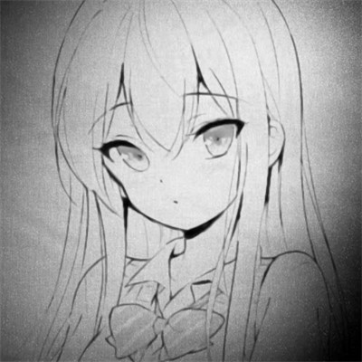 黑白漫画风女生头像