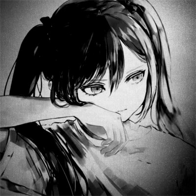 黑白漫画风女生头像