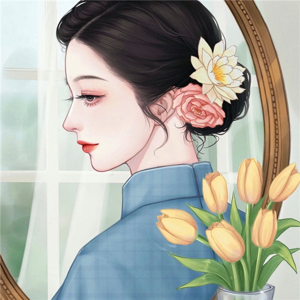 超有质感的手绘头像女