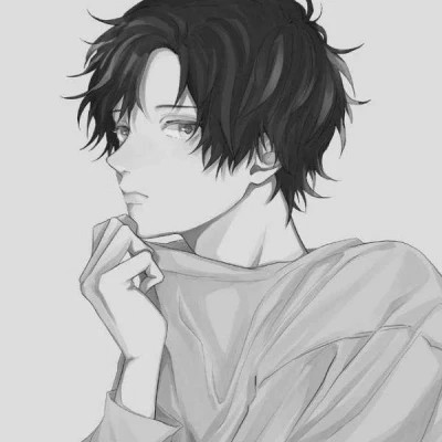 动漫男头黑白高级感