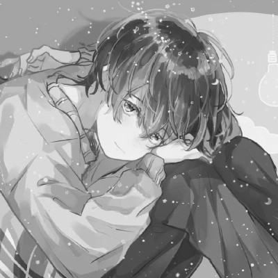 动漫男头黑白高级感
