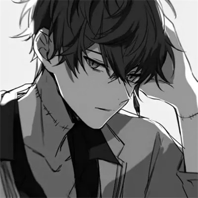 动漫男头黑白高级感