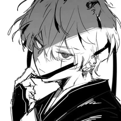 动漫男头黑白高级感