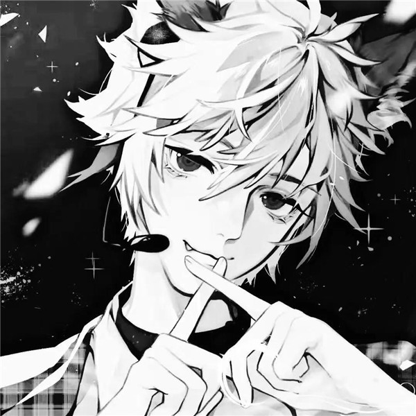 动漫男生高冷黑白头像