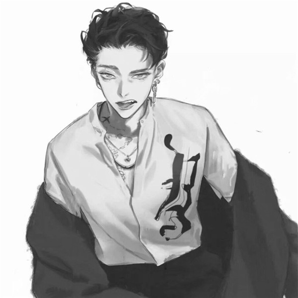 动漫男生高冷黑白头像