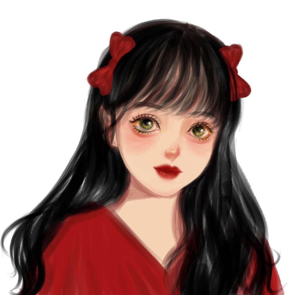 手绘红色神仙女生动漫头像图片
