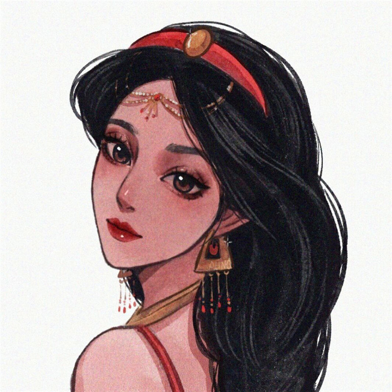 迪士尼公主圣诞版手绘头像图片