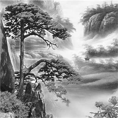 微信黑白山水风景头像