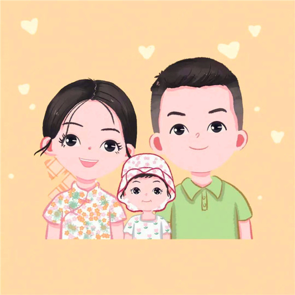 温馨幸福卡通亲子全家福头像图片