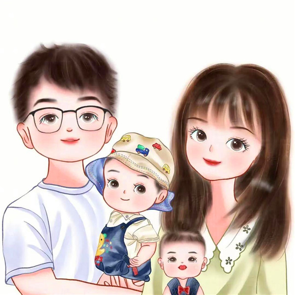 温馨幸福卡通亲子全家福头像图片