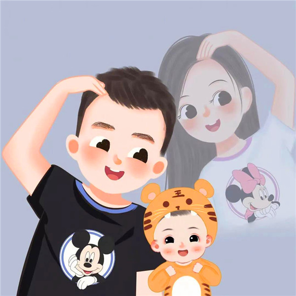 温馨幸福卡通亲子全家福头像图片