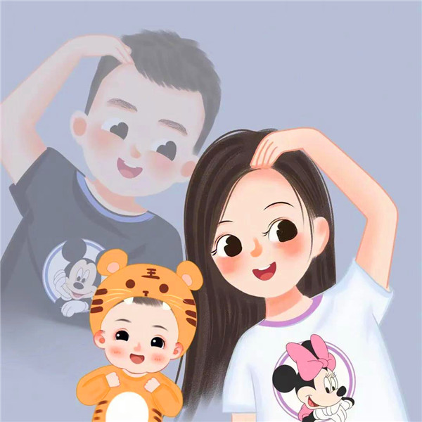 温馨幸福卡通亲子全家福头像图片