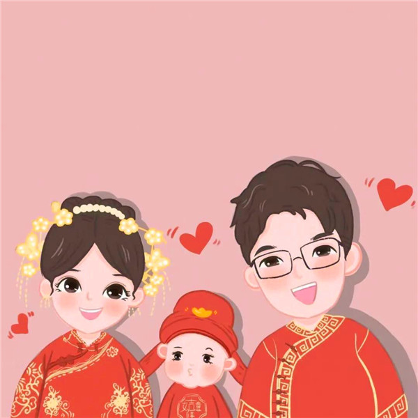 温馨幸福卡通亲子全家福头像图片