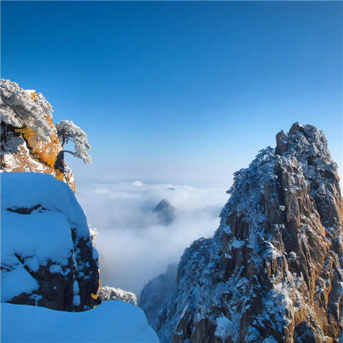 银装素裹黄山雪景风景头像图片