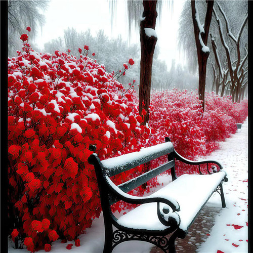 玫瑰花和雪的漂亮风景头像图片