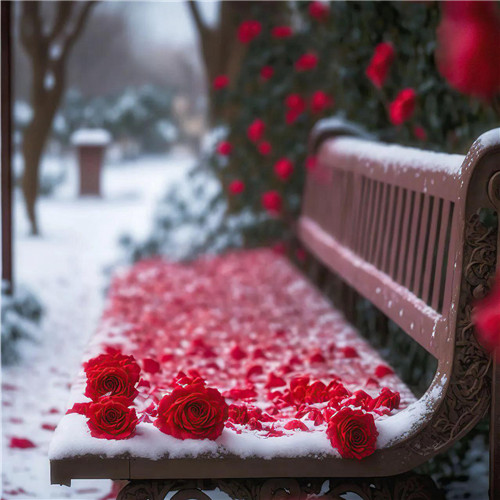 玫瑰花和雪的漂亮风景头像图片
