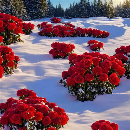 玫瑰花和雪的漂亮风景头像图片