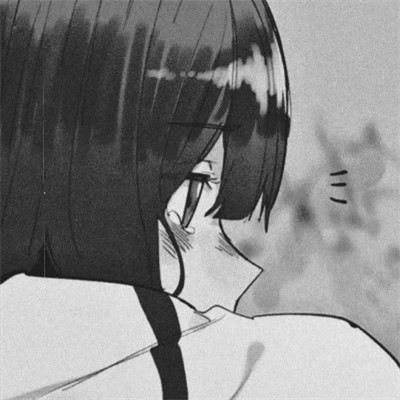 温柔治愈女生动漫头像黑白图片