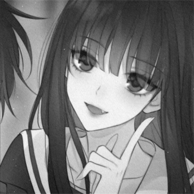 温柔治愈女生动漫头像黑白图片