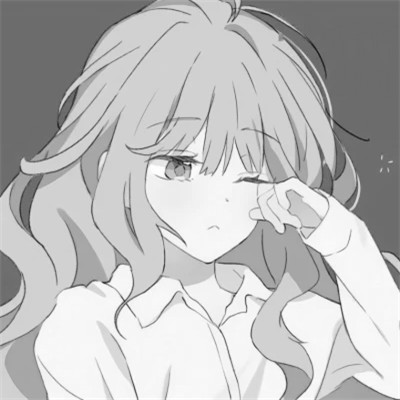 温柔治愈女生动漫头像黑白图片