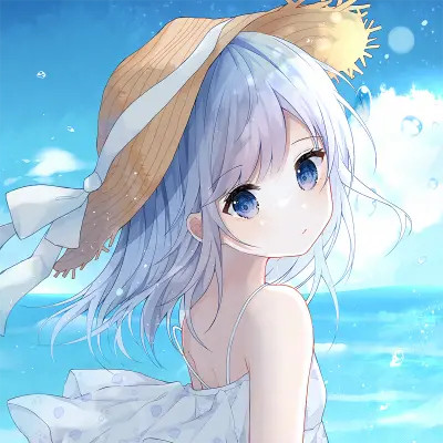 夏日青春少女手绘可爱头像图片