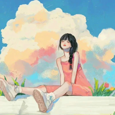 手绘女头ins风小众