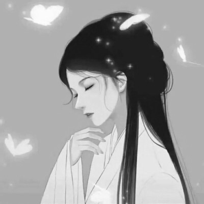 黑白头像女卡通手绘动漫图片