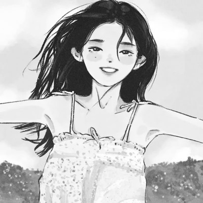 黑白头像女卡通手绘动漫图片
