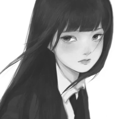 黑白头像女卡通手绘动漫图片