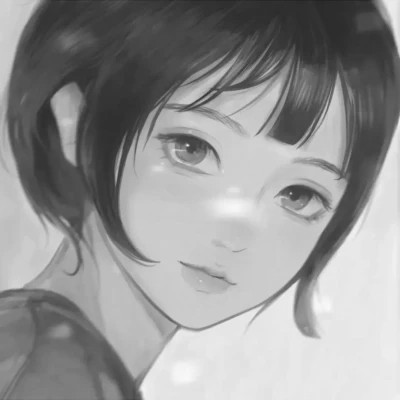 黑白头像女卡通手绘动漫图片