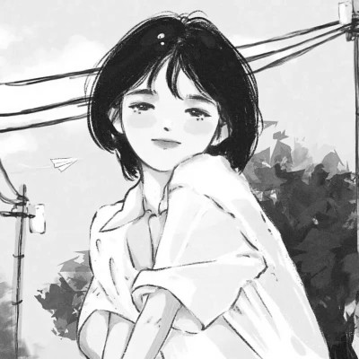 黑白头像女卡通手绘动漫图片