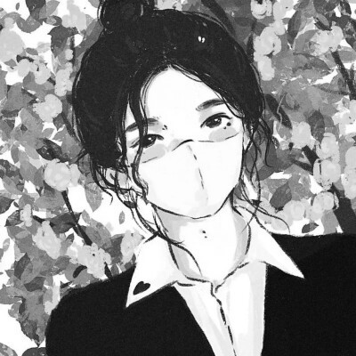 黑白头像女卡通手绘动漫图片