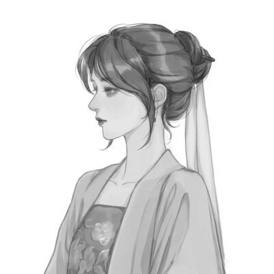 黑白头像女卡通手绘动漫图片