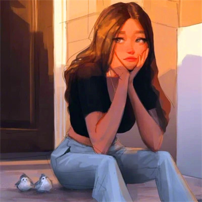 手绘头像女ins高级质感