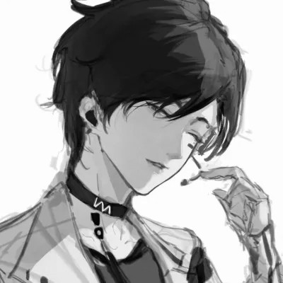 冷酷帅气黑白动漫男头像