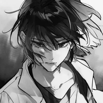 冷酷帅气黑白动漫男头像