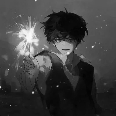 优质动漫男头黑白