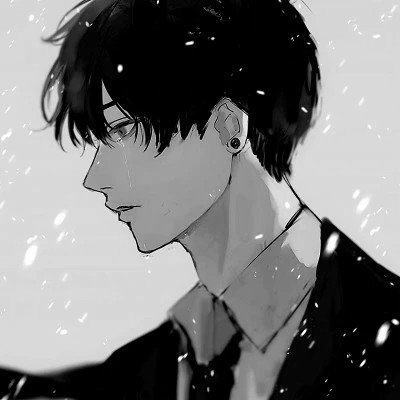 优质动漫男头黑白