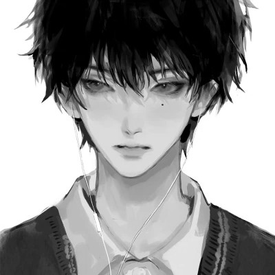 优质动漫男头黑白