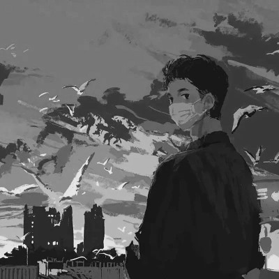 优质动漫男头黑白