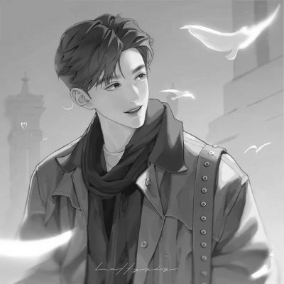 优质动漫男头黑白