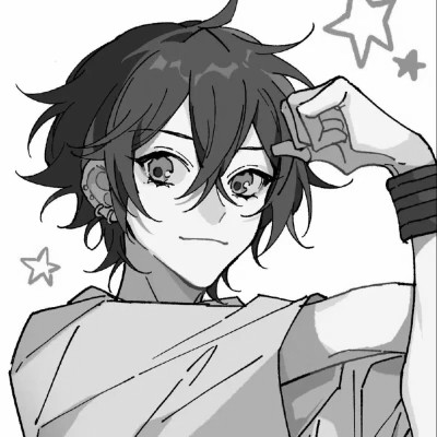优质动漫男头黑白
