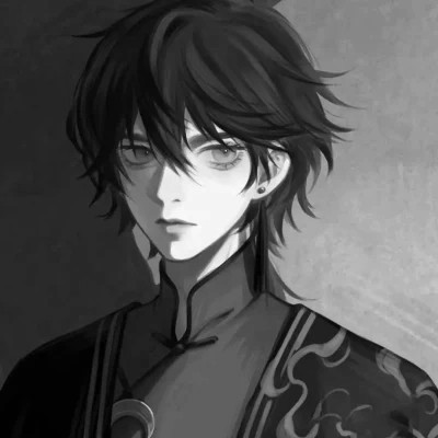 优质动漫男头黑白