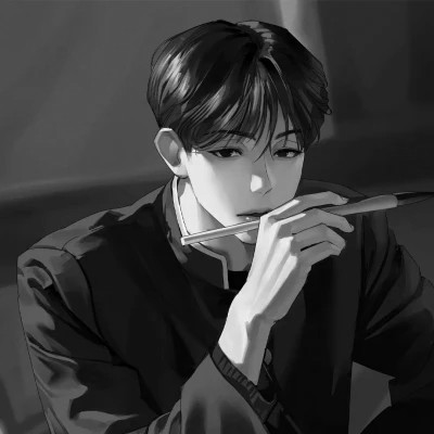 优质动漫男头黑白